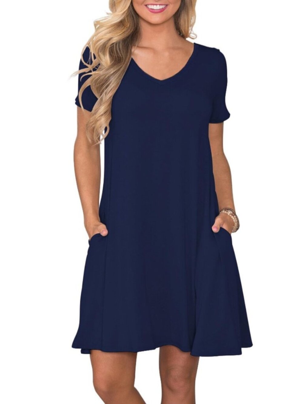Women's Casual T Shirt Dress Summer Short Sleeve Swing Dresses with Pockets